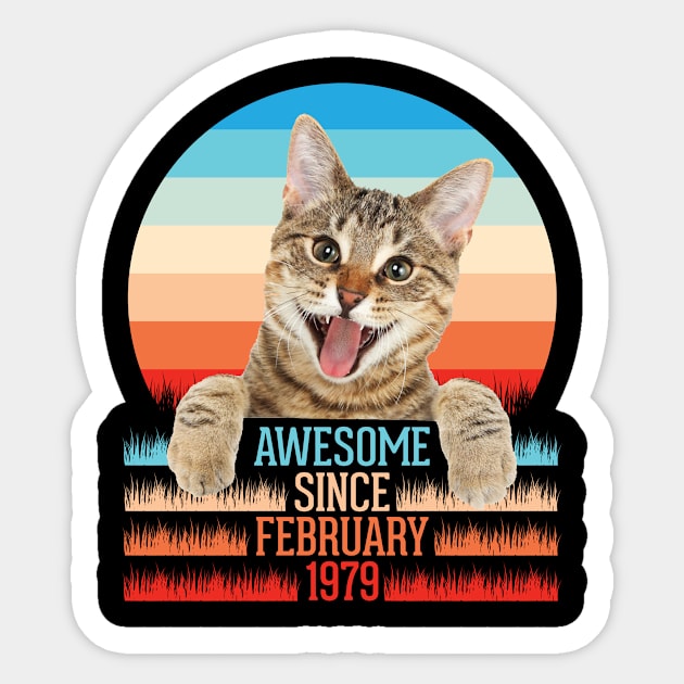 Happy Birthday 41 Years Old To Me You Papa Nana Dad Mom Son Daughter Cat Awesome Since February 1979 Sticker by bakhanh123